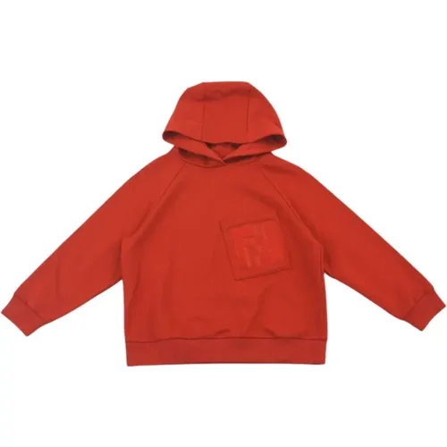 Roter Hoodie mit Fronttasche und Logo - Fendi - Modalova