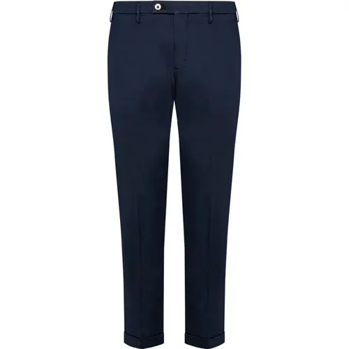 Navy Slim-Fit Capri Trousers , male, Sizes: W36, W40, W34, W32, W38, W33 - Michael Coal - Modalova