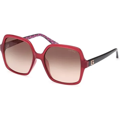 Square Sunglasses Bordeaux Mirrored Lenses , female, Sizes: 57 MM - Guess - Modalova