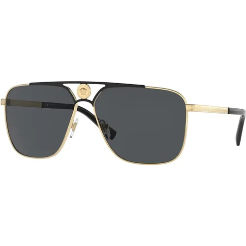 Gold Schwarz/Grau Sonnenbrille - Versace - Modalova