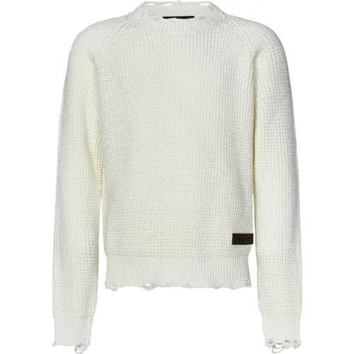 Weißer Rundhals Wollpullover , Herren, Größe: L - Dsquared2 - Modalova