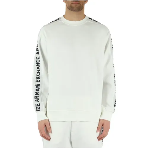 Cotton Blend Crewneck Sweatshirt with Logo Bands , male, Sizes: S - Armani Exchange - Modalova