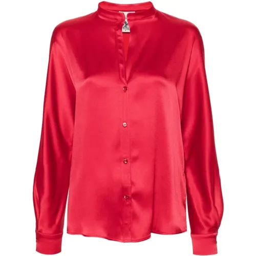 Satin Shirt with Band Collar , female, Sizes: S - Semicouture - Modalova