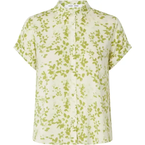 Green Majan Short Sleeve Blouse , female, Sizes: L - Samsøe Samsøe - Modalova