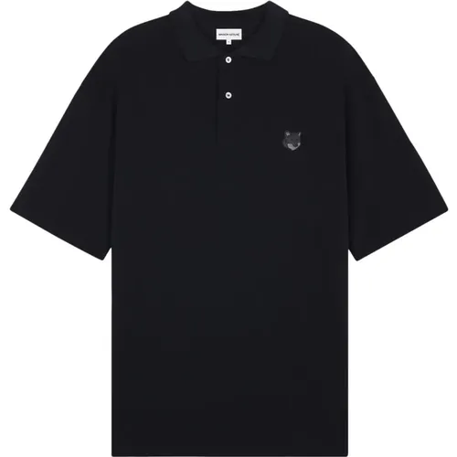 Klassisches Schwarzes Poloshirt , Herren, Größe: L - Maison Kitsuné - Modalova