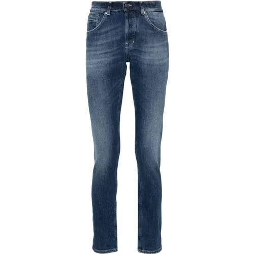 Blaue Skinny Jeans mit Verblasstem Effekt , Herren, Größe: W33 - Dondup - Modalova