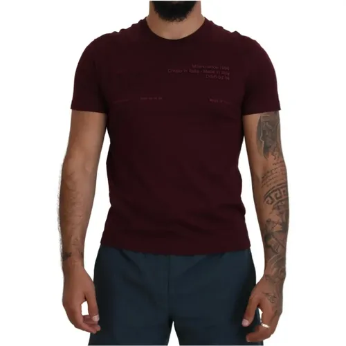 Maroon Logo Crew Neck T-Shirt , Herren, Größe: 2XS - Dolce & Gabbana - Modalova