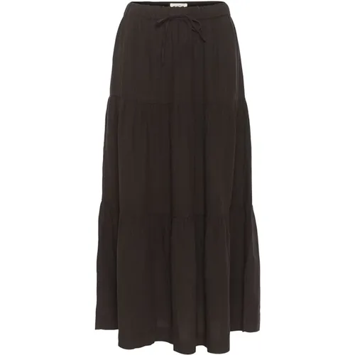 Flounce Skirt Black Linen , female, Sizes: L, XL, M, 2XL - Part Two - Modalova