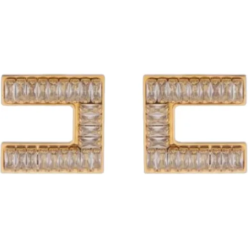 Golden Butterfly Logo Earrings , female, Sizes: ONE SIZE - Elisabetta Franchi - Modalova