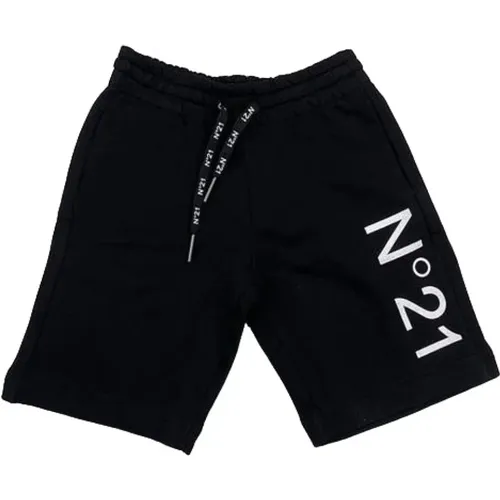 Baumwoll-Shorts mit Logo-Druck und Taillenband - N21 - Modalova