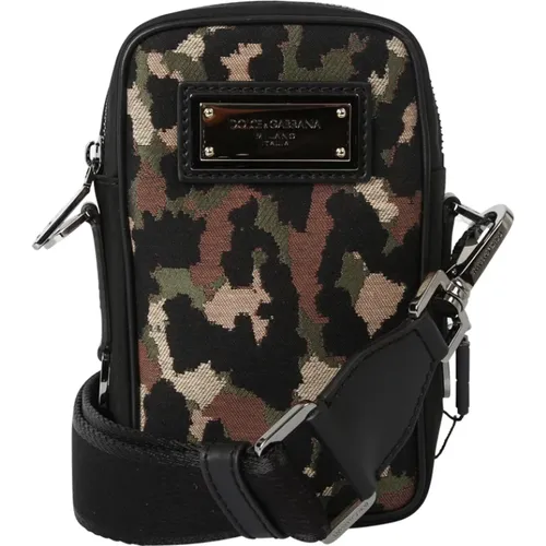 Camouflage Jacquard Crossbody Bag , male, Sizes: ONE SIZE - Dolce & Gabbana - Modalova