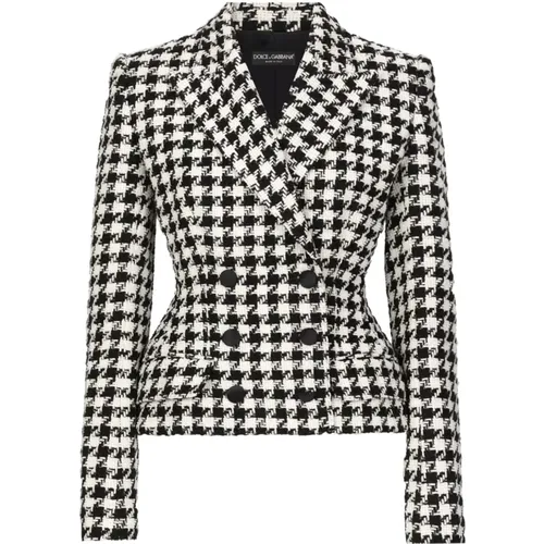 Beige Tartan Check Jackets , female, Sizes: XS, S - Dolce & Gabbana - Modalova