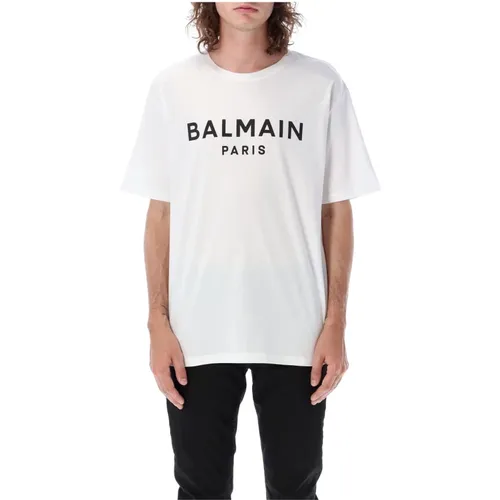 Logo T-Shirt mit Rundhalsausschnitt und Kurzen Ärmeln , Herren, Größe: 2XL - Balmain - Modalova