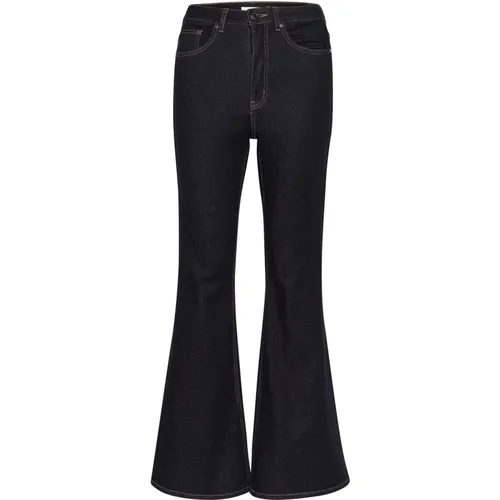 High-Waist Flared Jeans Dunkelblau , Damen, Größe: W26 - Gestuz - Modalova