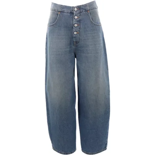 Blaue Baggy-Fit Denim Jeans , Damen, Größe: W27 - MM6 Maison Margiela - Modalova