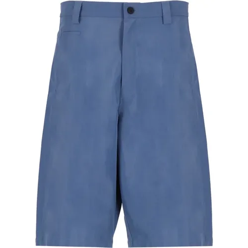 Blaue Baumwoll-Bermuda-Shorts Hohe Taille - Maison Kitsuné - Modalova