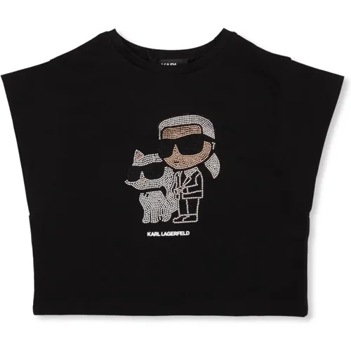 T-Shirt mit Kristallen - Karl Lagerfeld - Modalova