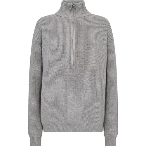 Grauer Reißverschluss Rollkragenpullover Ilia2 , Damen, Größe: L - Soyaconcept - Modalova