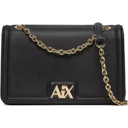 Stilvolle Schwarze Schultertasche Clip-Verschluss - Armani Exchange - Modalova