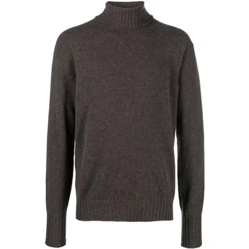 Taupe Grey Lambswool Roll Neck Sweater , male, Sizes: XL, L - Drumohr - Modalova