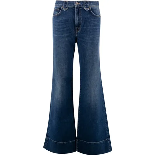 Indigo High Waist Flared Jeans , female, Sizes: W30 - 7 For All Mankind - Modalova