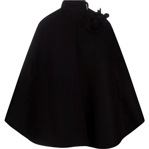 Wool Cape with Floral Detail , female, Sizes: M - Ermanno Scervino - Modalova