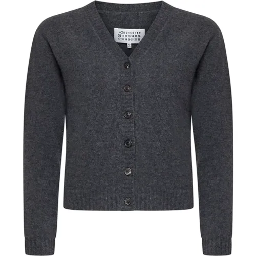 Charcoal Grey Wool Cardigan Sweaters , female, Sizes: M, L - Maison Margiela - Modalova