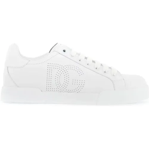 Perforated logo leather sneakers , female, Sizes: 6 UK, 4 UK, 5 UK - Dolce & Gabbana - Modalova