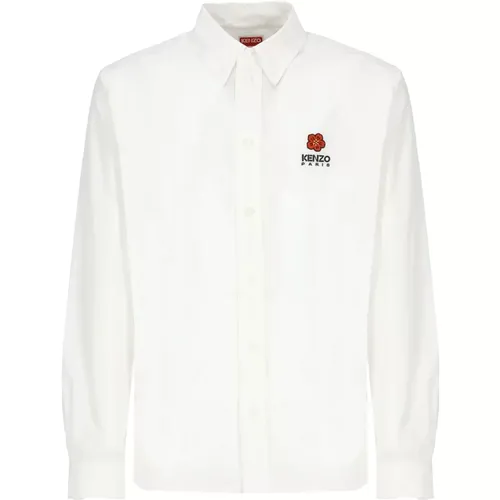 Lässiges Hemd,Weißes Button-Down Hemd mit Stickerei - Kenzo - Modalova