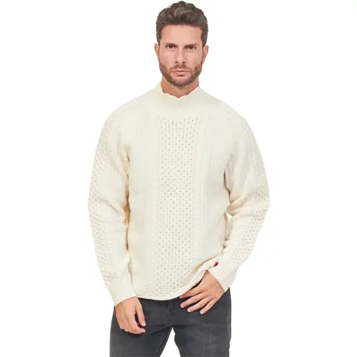 Oversized Knit Sweater with Funnel Neck , male, Sizes: L, XL - Hugo Boss - Modalova