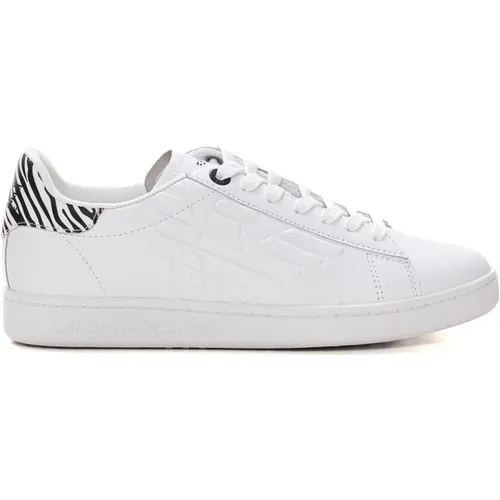 Leder-Sneakers mit Logo-Details , Damen, Größe: 37 EU - Emporio Armani EA7 - Modalova