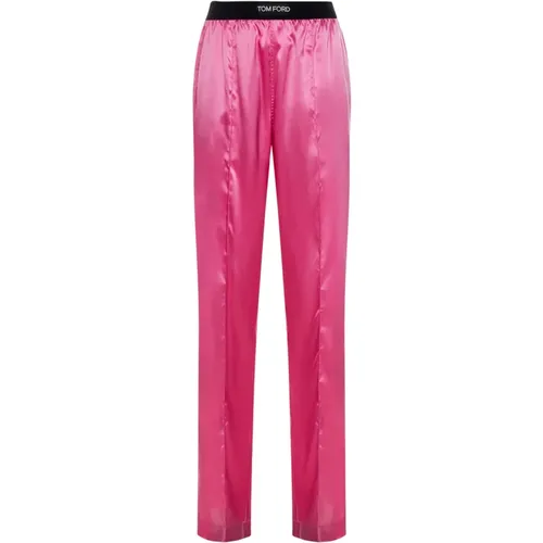 Silk Satin Pajama Pants , female, Sizes: S - Tom Ford - Modalova
