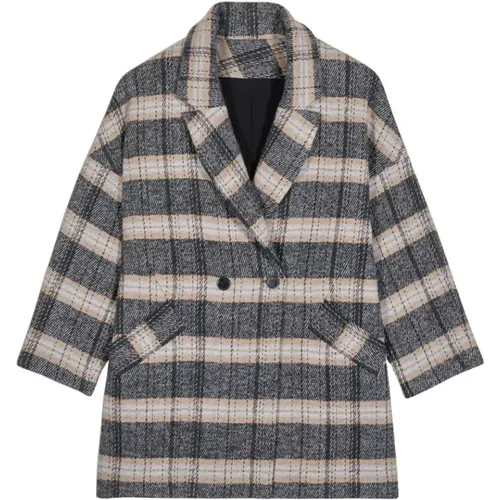 Oversized Check Double Breasted Coat , female, Sizes: M, XS - BA&SH - Modalova