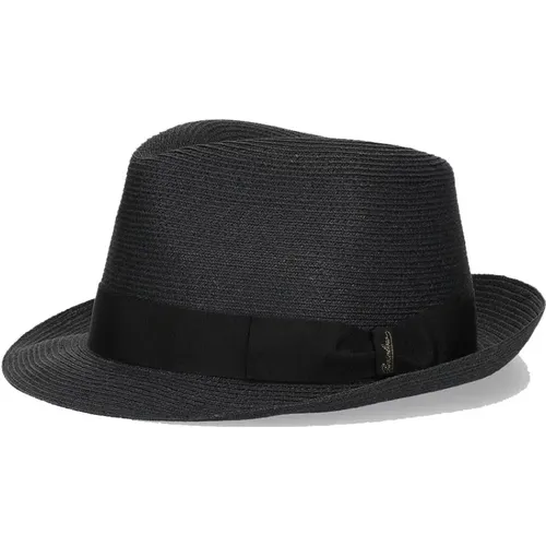 Schwarzer breitkrempiger Strohhut - Borsalino - Modalova