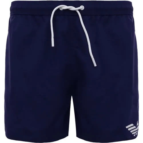 Vertical Logo Print Swim Shorts - Armani , male, Sizes: XL, M, S, L - Emporio Armani - Modalova