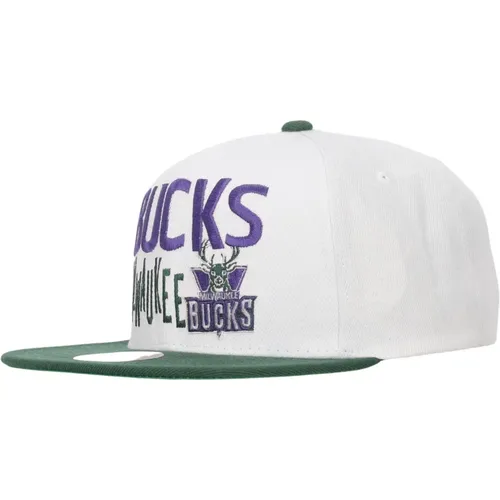 Milwaukee Bucks Flat Brim Snapback Cap , male, Sizes: ONE SIZE - Mitchell & Ness - Modalova