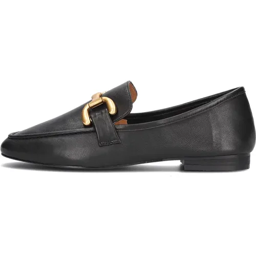 Schwarzer Loafer mit Gold Detail , Damen, Größe: 37 EU - Bibi Lou - Modalova