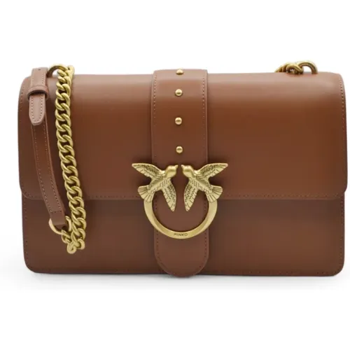 Classic Leather Shoulder Bag with Iconic Logo Details , female, Sizes: ONE SIZE - pinko - Modalova