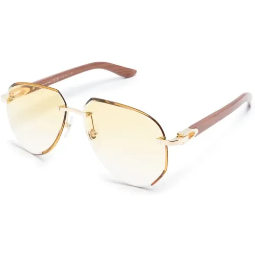 Gold Sunglasses for Everyday Use , male, Sizes: 61 MM - Cartier - Modalova