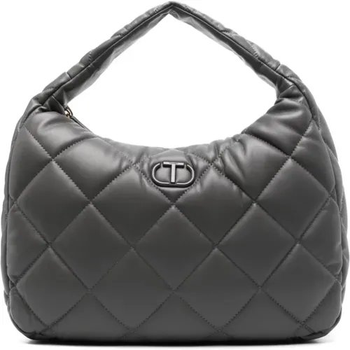 Grey Diamond Quilted Handbag , female, Sizes: ONE SIZE - Twinset - Modalova