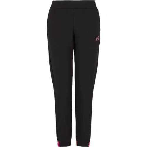 Schwarze Logo Serie Baumwoll Jogger Hose , Damen, Größe: S - Emporio Armani EA7 - Modalova