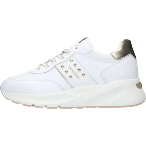 Weiße Leder Low Top Sneakers , Damen, Größe: 36 EU - Nerogiardini - Modalova