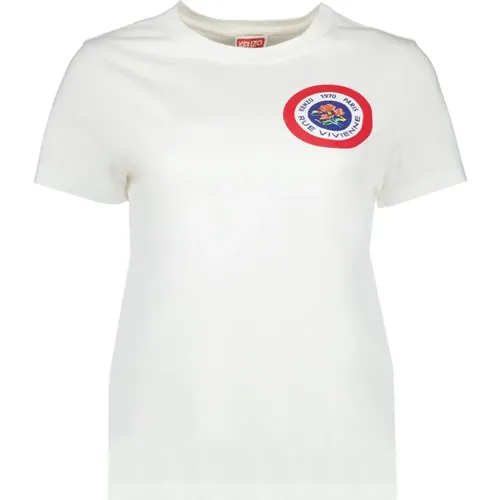 Rundhals Bedrucktes Baumwoll T-Shirt , Damen, Größe: XS - Kenzo - Modalova