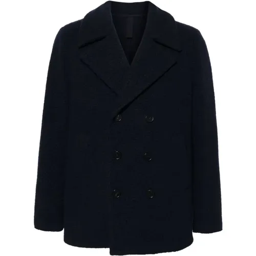 Navy Blauer Wollmantel , Herren, Größe: L - Harris Wharf London - Modalova