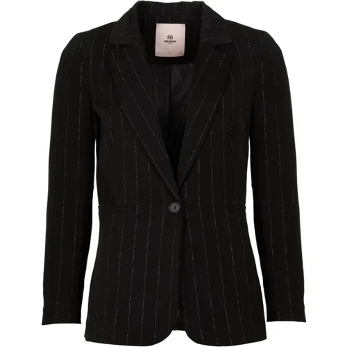 Lurex Gestreifter Einreihiger Blazer - Freebird - Modalova