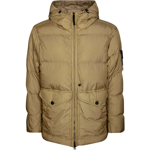 Puffer Hooded Jacket with Pockets,Stilvolle Kleidungskollektion, Gesteppte Daunenjacke mit Kapuze - Stone Island - Modalova