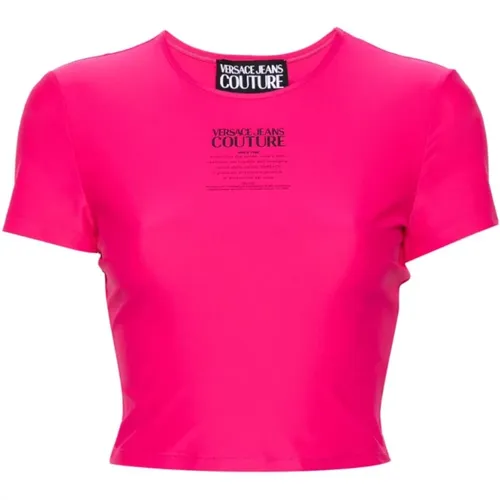 Fuchsia T-Shirts und Polos , Damen, Größe: 2XS - Versace Jeans Couture - Modalova