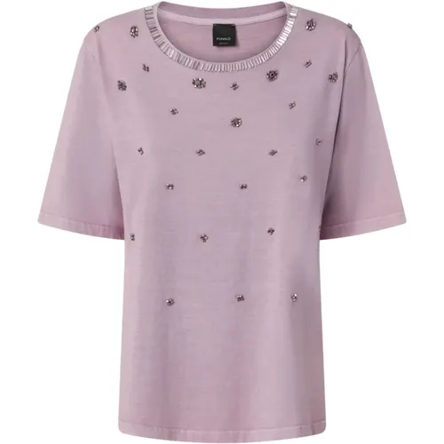 Lila T-Shirts und Polos , Damen, Größe: M - pinko - Modalova