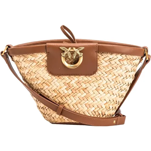 Love Summer Bucket Bag in Raffia , female, Sizes: ONE SIZE - pinko - Modalova