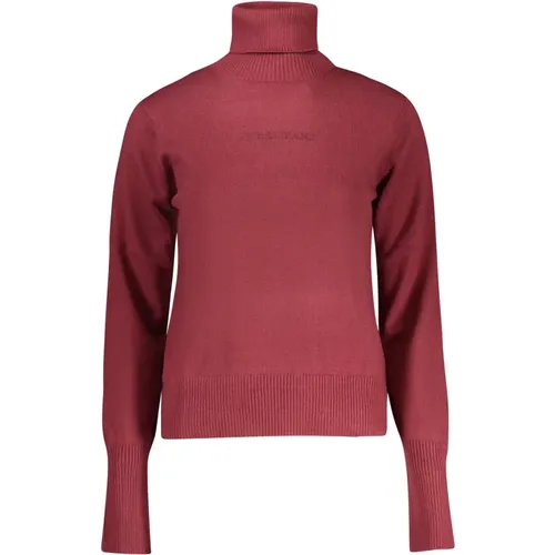 Roter Pullover mit langen Ärmeln und Stickerei , Damen, Größe: M - Guess - Modalova